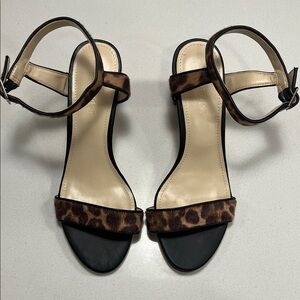Nine West Leopard Print Sandals with Black Accents